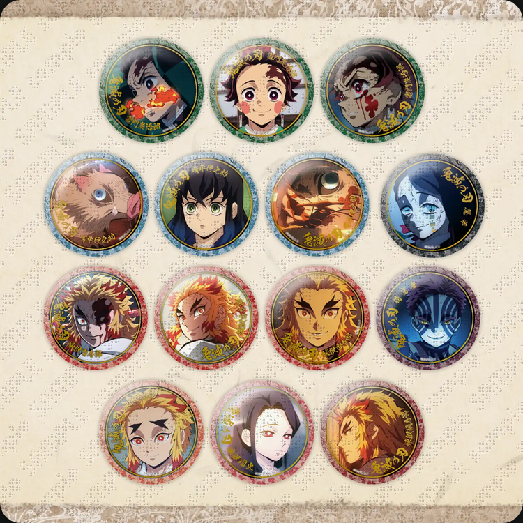 鬼滅の刃 ダイニング お楽しみくじ スクエア缶バッジ 全16種中15個 柱