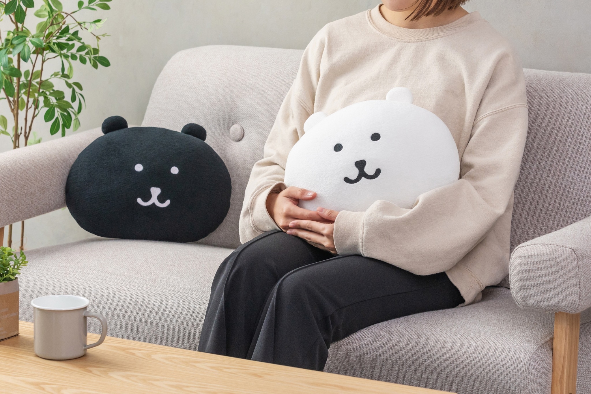 ナガノくじ A賞 E賞 もっちり特大 ぬいぐるみ おかおバッジ セット