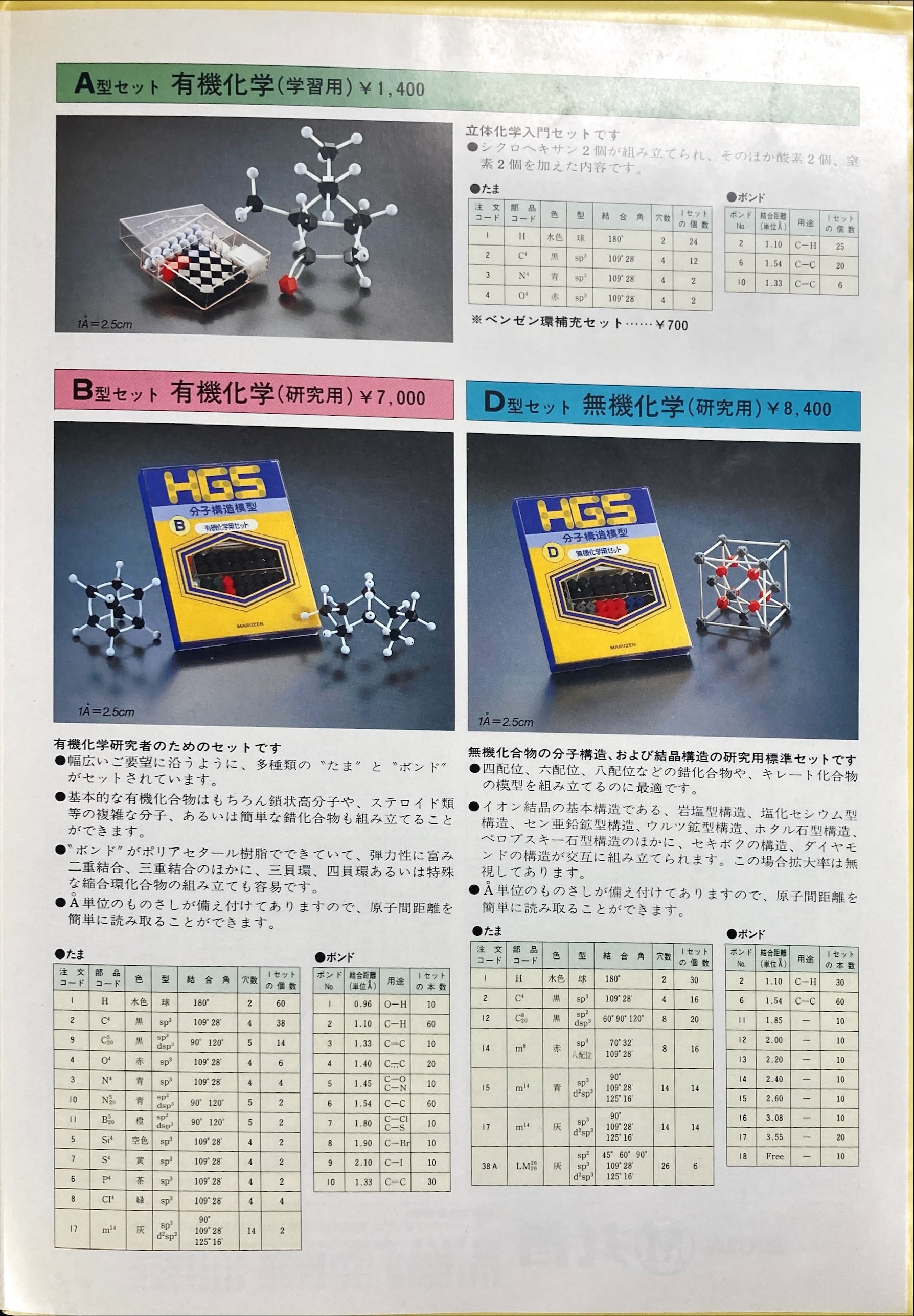 HGS 分子構造模型 D 無機化学用セット HGS分子構造模型 D型セット無機