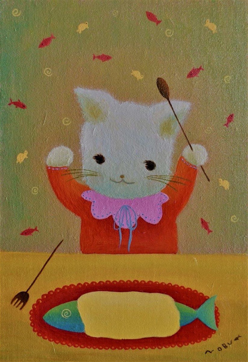 ノブサチ作絵画油絵ひだまりの時間