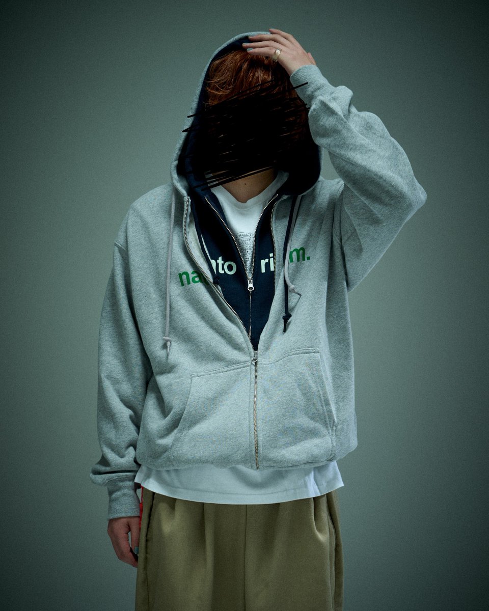 ◤ NEW MERCH ◢ natorium zip Hoodie gray / navy natorium zip