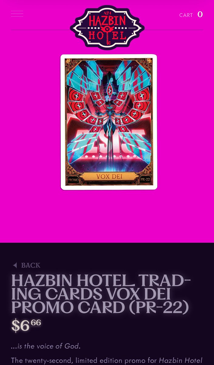 2 New Promo Cards are up on the Hazbin Hotel Website. PR-21 Vox