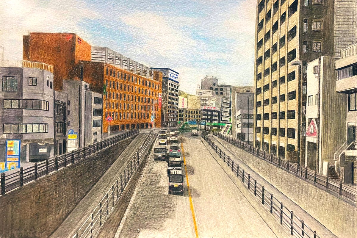 色鉛筆画 秋の建物風景 色鉛筆画 秋の建物風景 色鉛筆画 秋の建物風景
