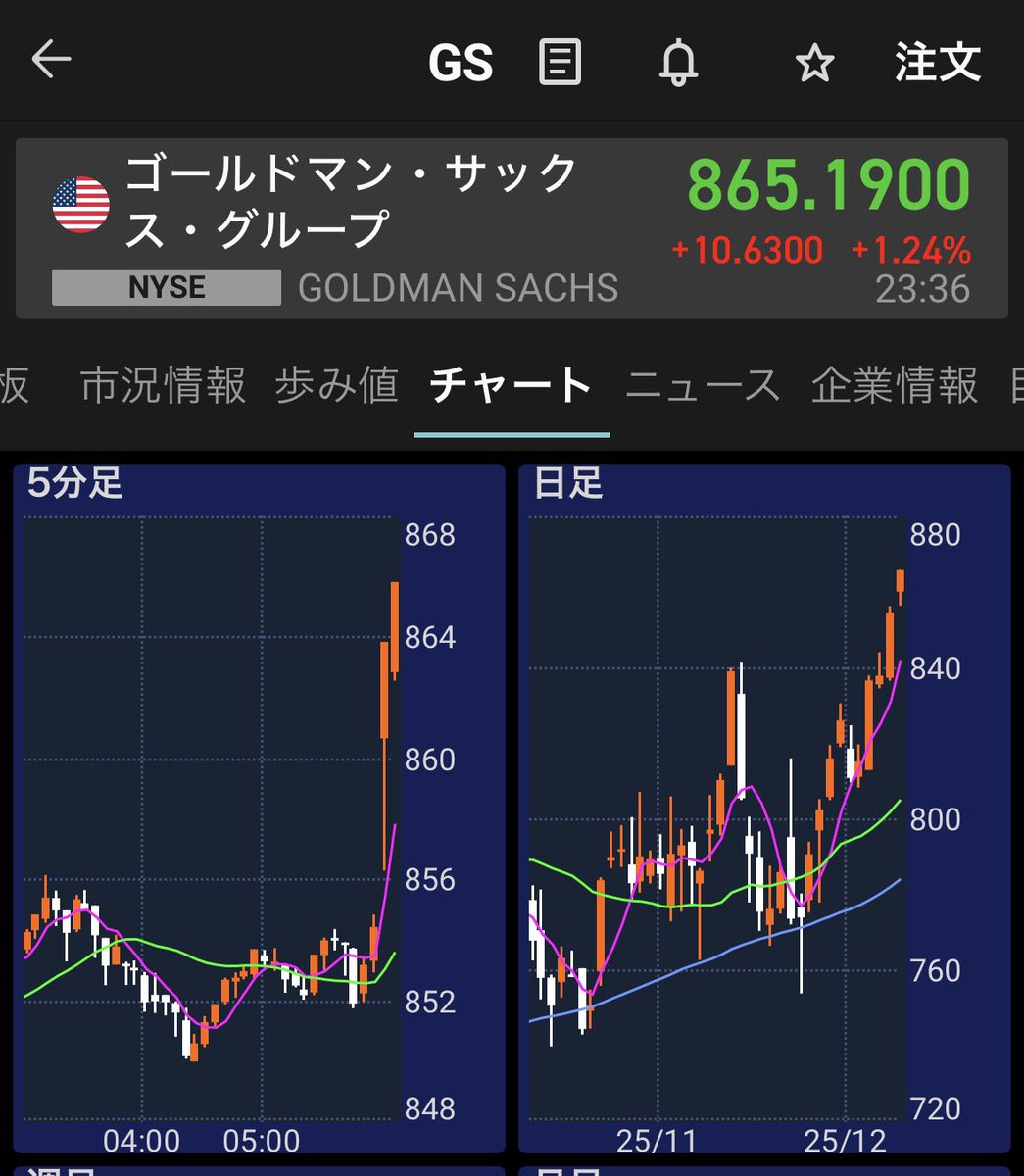 ゴールドマンサックス最高値‼️ 年初来+51% 長期口座に放り込んでおけ