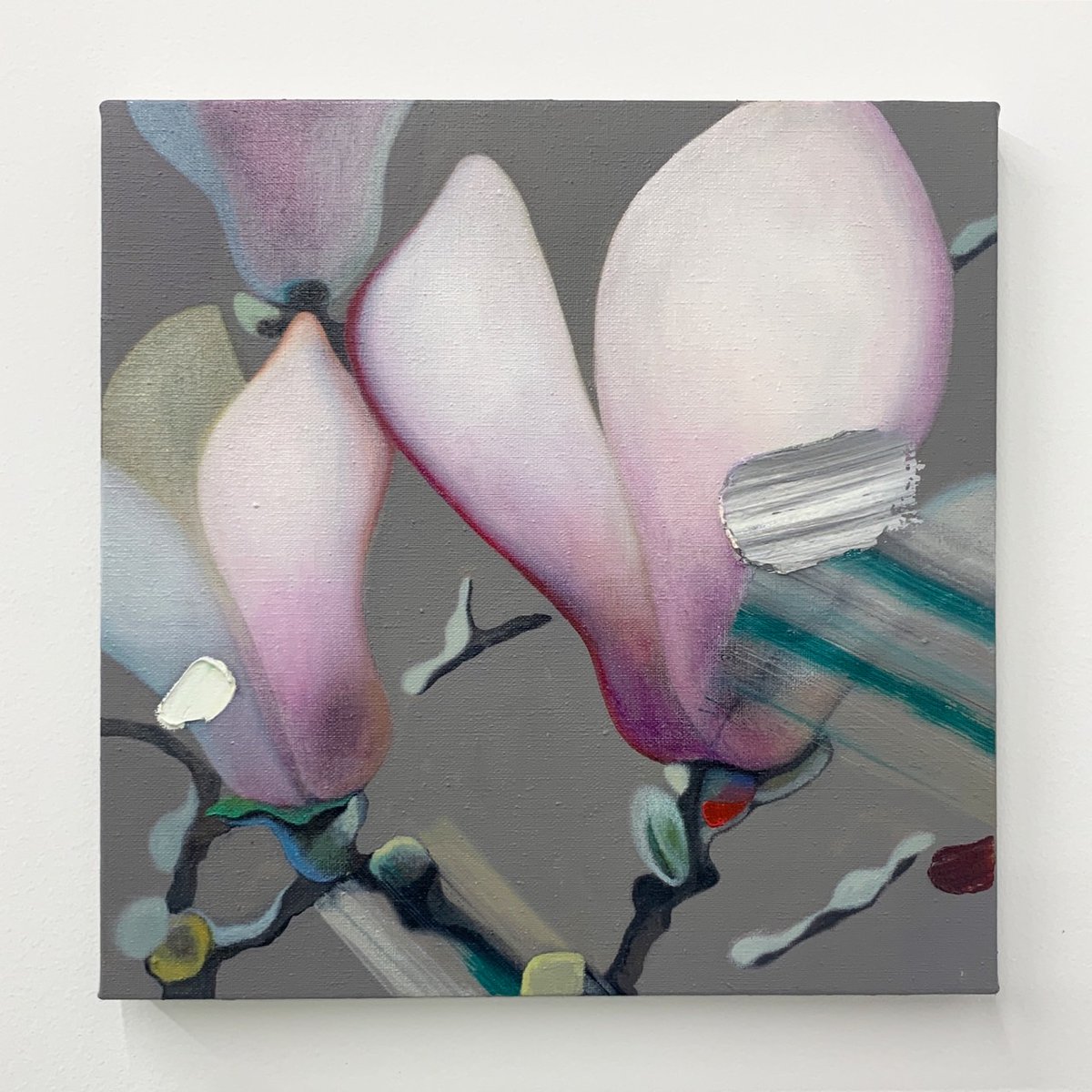 真作保証 荻野 夕奈 白木蓮 油彩 油絵 アート 芸術 絵画 真作保証 荻野