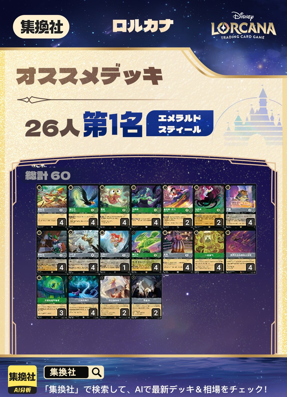 ディズニーロルカナ エメラルドスティール デッキ ロルカナ五弾環境