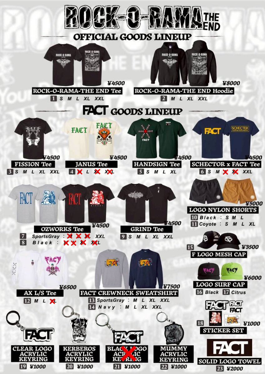 ROCK-O-RAMA-THE END 【GOODS Info】 4.JANUS Tee 6.SCHECTOR x FACT