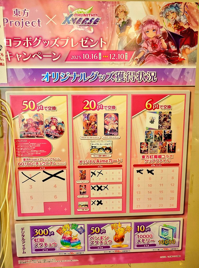 チュウニズム】 東方Project×CHUNITHM X-VERSE コラボグッズプレゼント