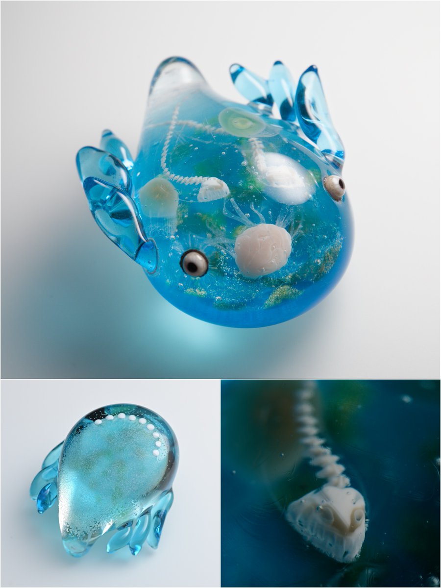 Josh Simpson アート 青と緑の惑星模様 ガラス玉 JS02 作家 Josh