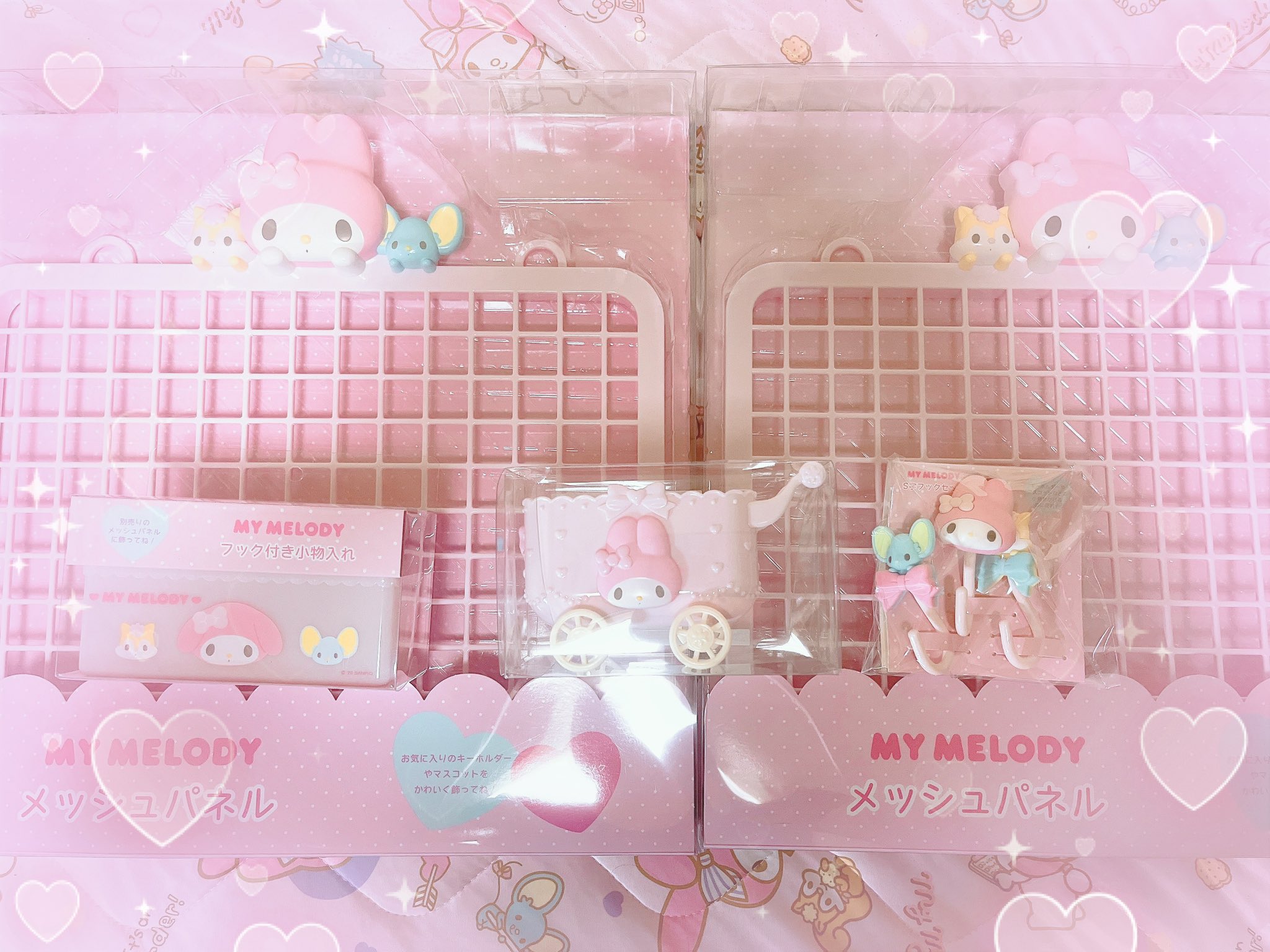 新品 マイメロディ メッシュパネル S字フック マイメロ 飾り収納