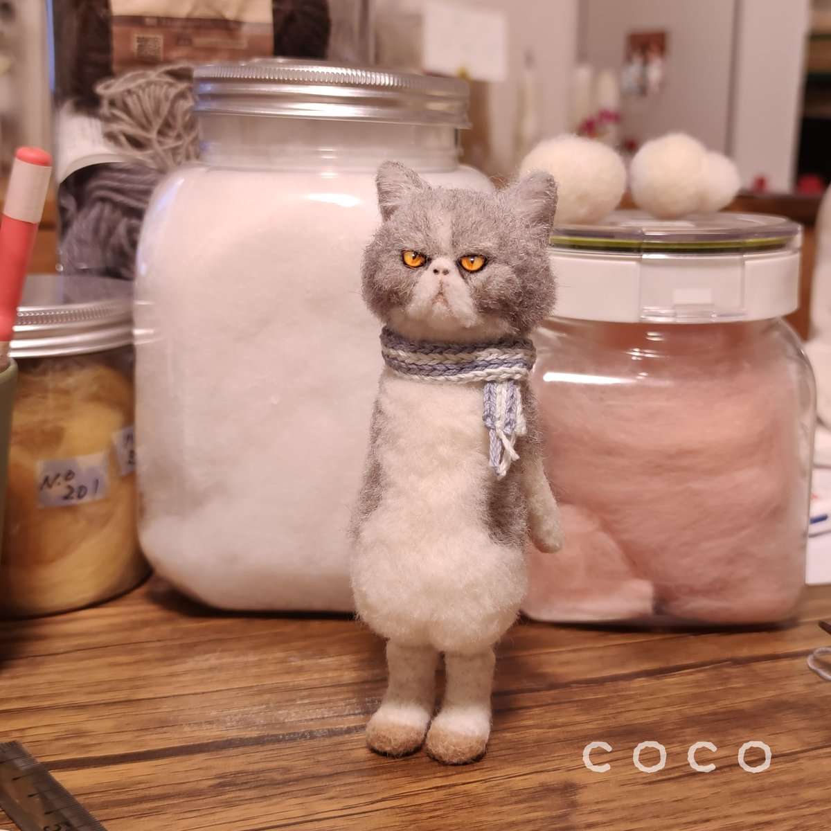 羊毛フェルト【inuinu様用ページ】三毛猫ちゃん クリスマスセット 12点