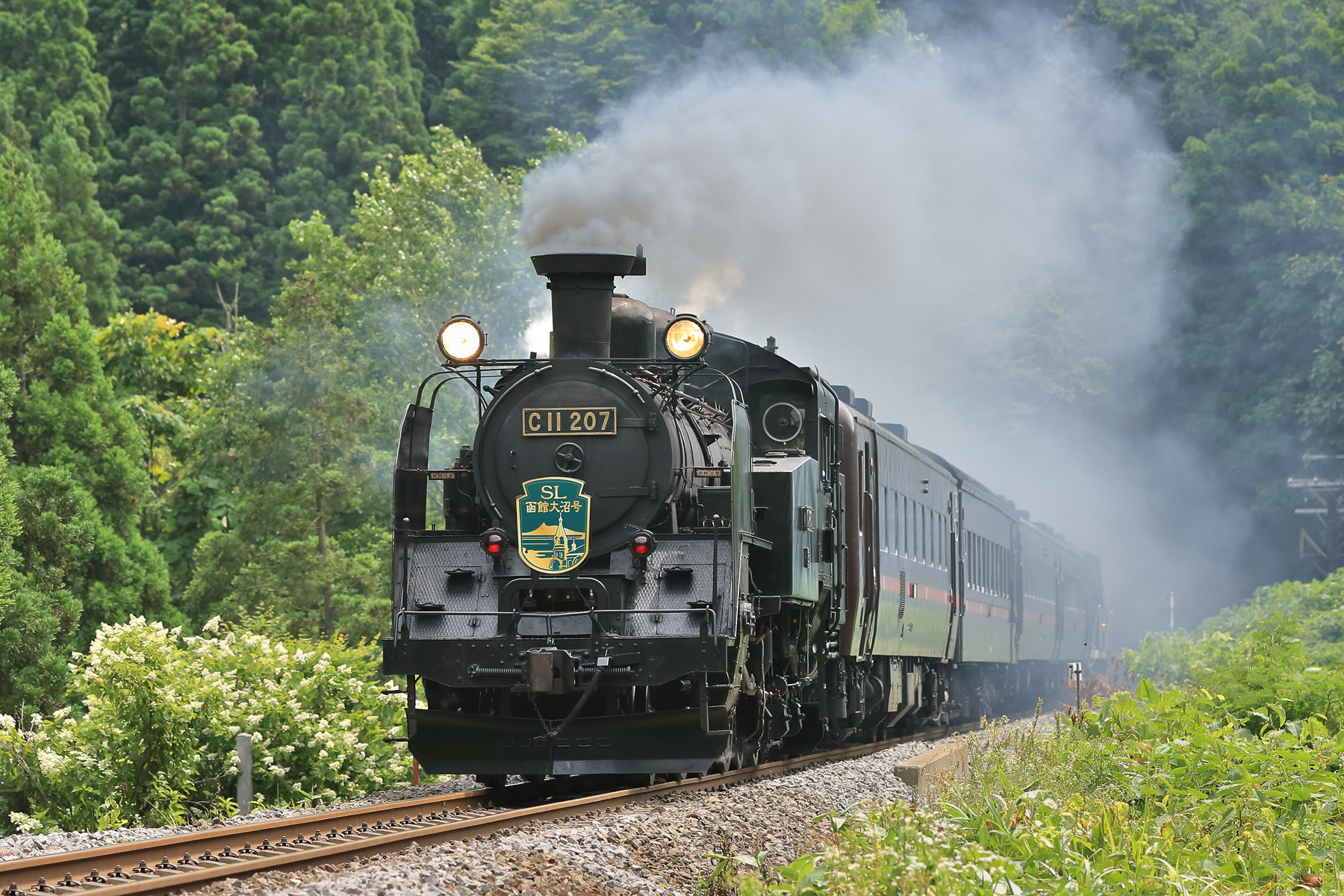 SL函館大沼】鉄道サボ（表）函館⇔森（裏）森⇔函館 SL函館大沼】