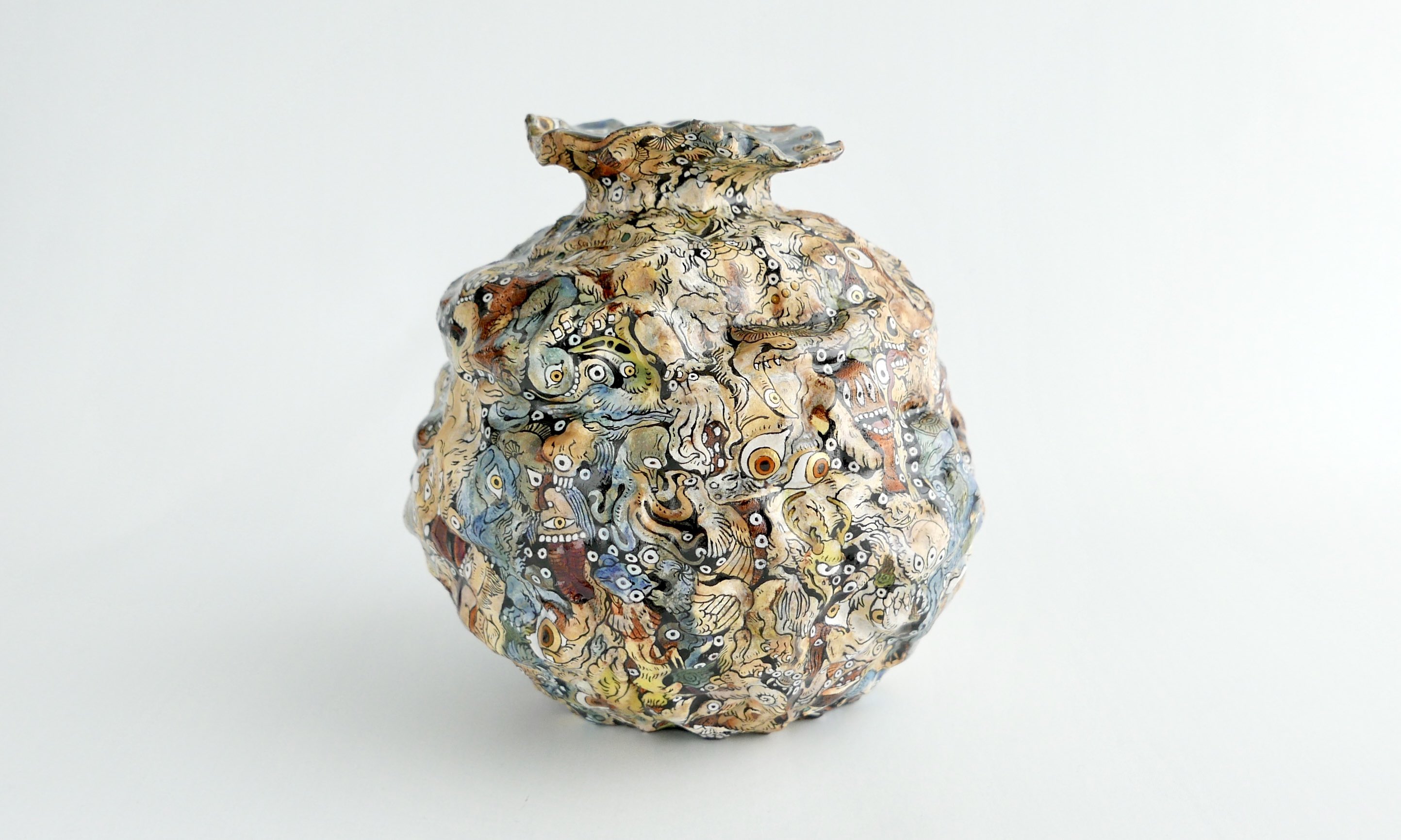 由良薫子 妖怪染付茶盌 茶碗 新品未使用 由良薫子 妖怪染付