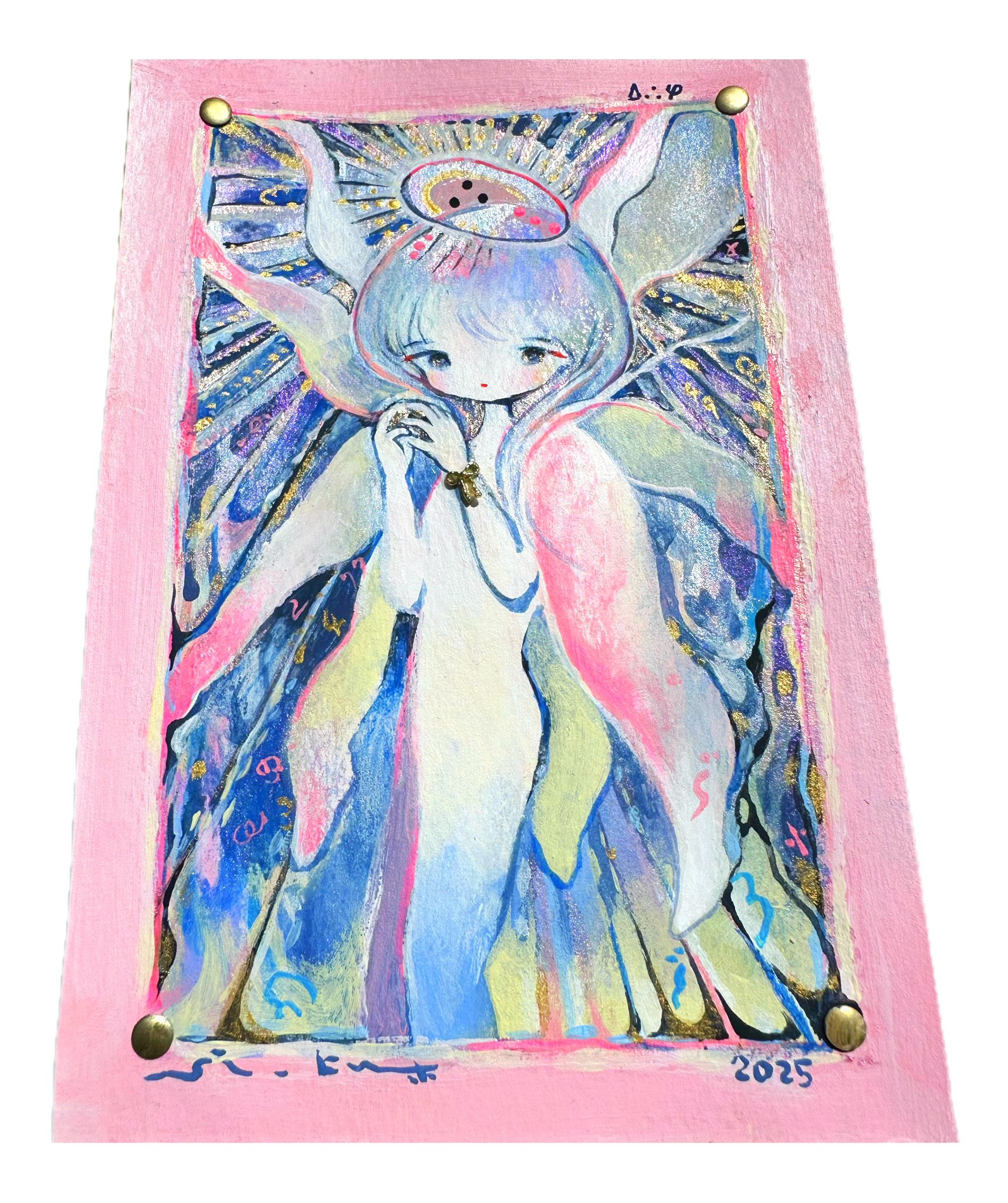 si_ku 黄菊しーく painting 原画 18×23cm(額縁含む) si_ku 黄菊しーく