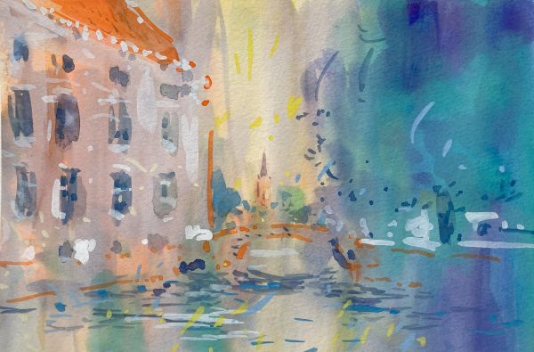 空と海 ガッシュ画 空と海 ガッシュ画 空と海ガッシュ画