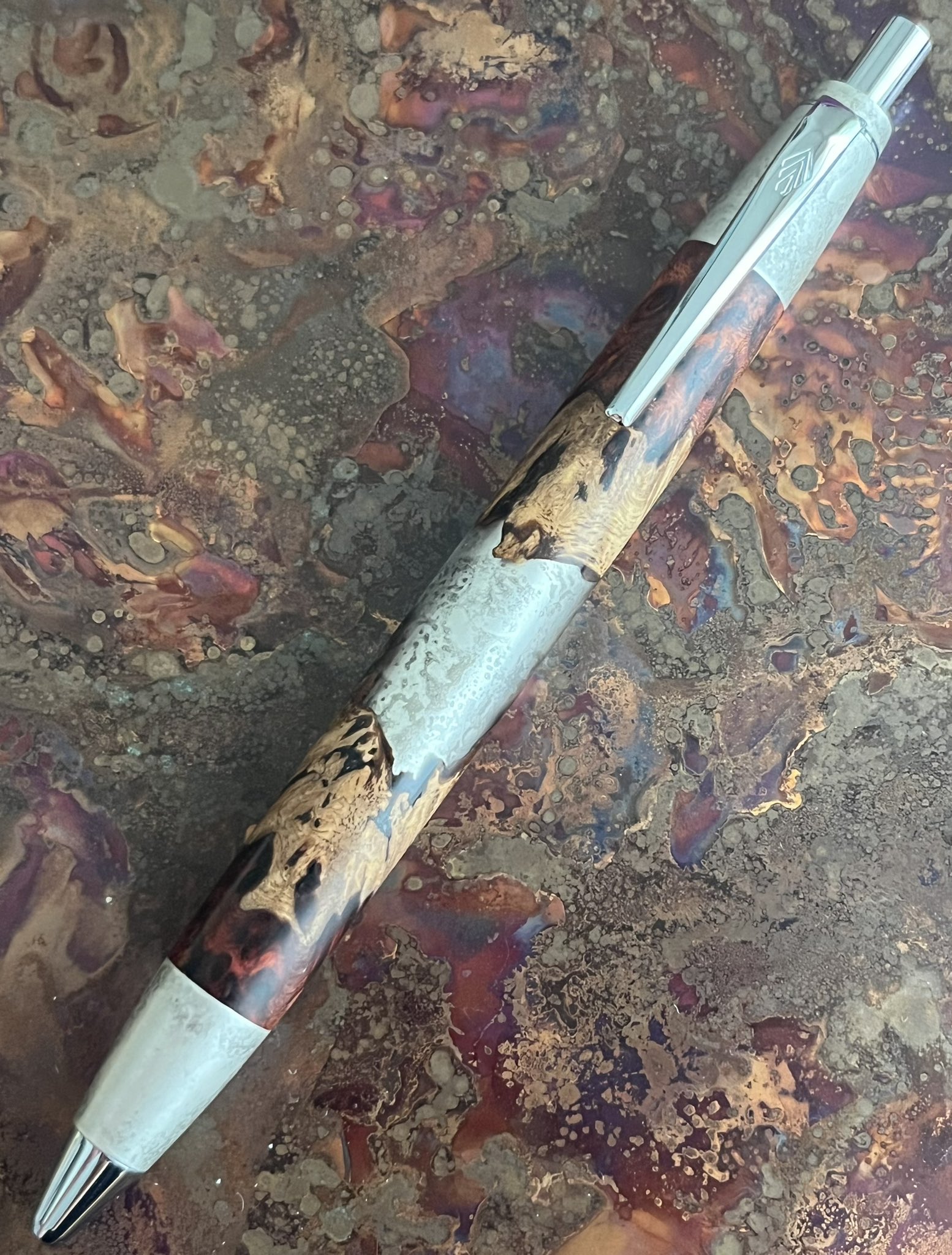 野原工芸 マーブルウッド シャーペン 斑紋純銀色 旧型 野原工芸