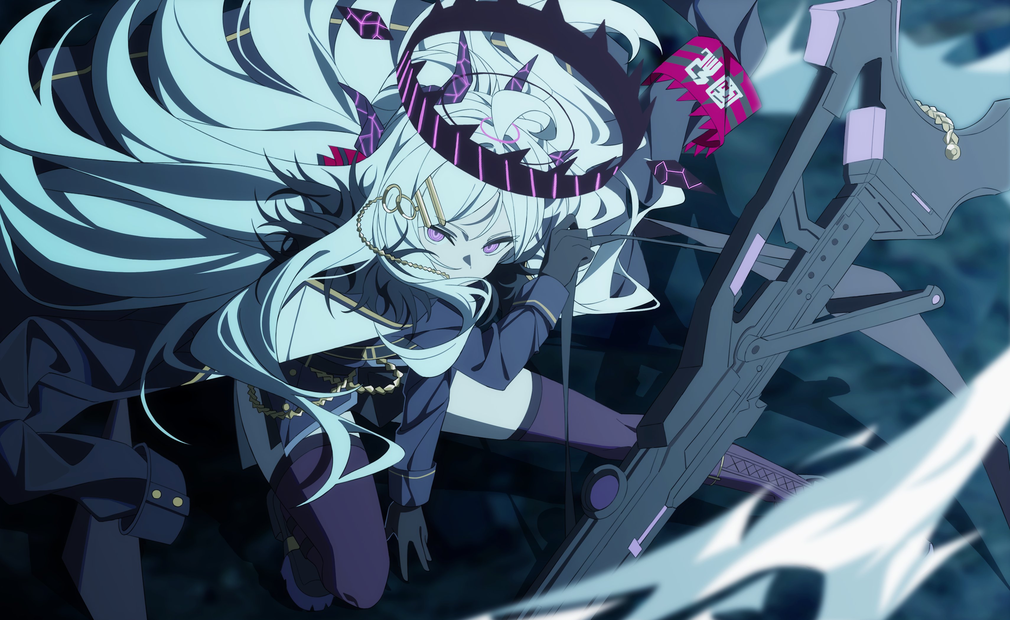 空崎ヒナ 額装イラスト「陽ひらく彼女たちの小夜曲」(オーロラ加工) +