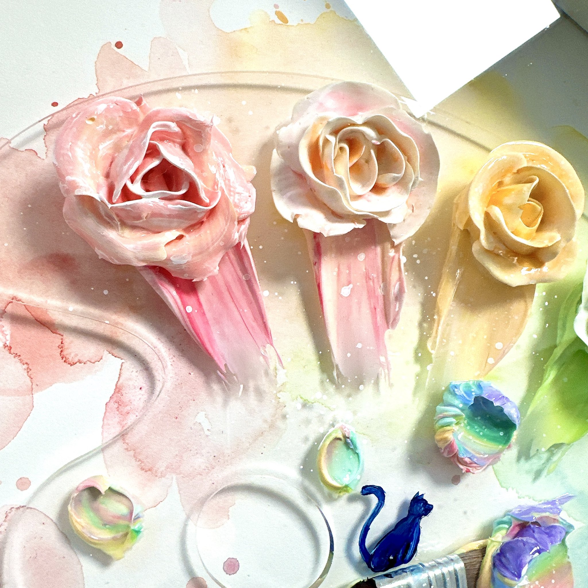 ☆画家haru☆油彩画F6号薔薇☆真作、原画、一点物。