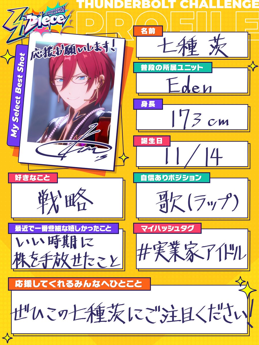 ✩˖°⌖.￣￣￣￣￣￣￣￣ 手書きプロフィール📝 七種 茨（さえぐさ