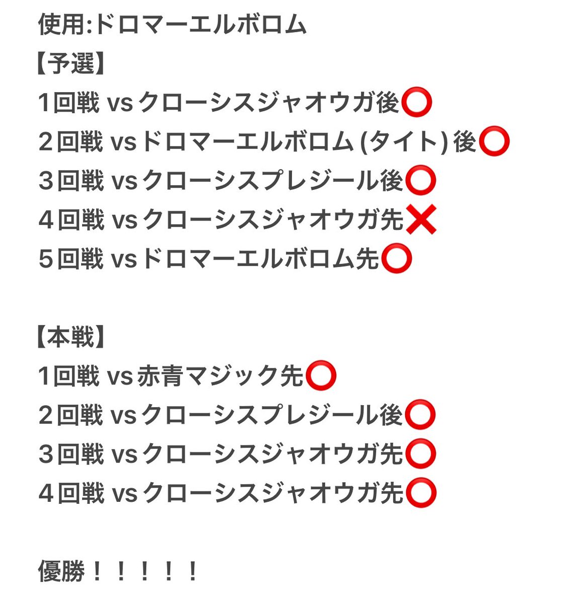 関東エリア予選Aブロック優勝🥇】 「ドロマーエルボロム」 最高の調整