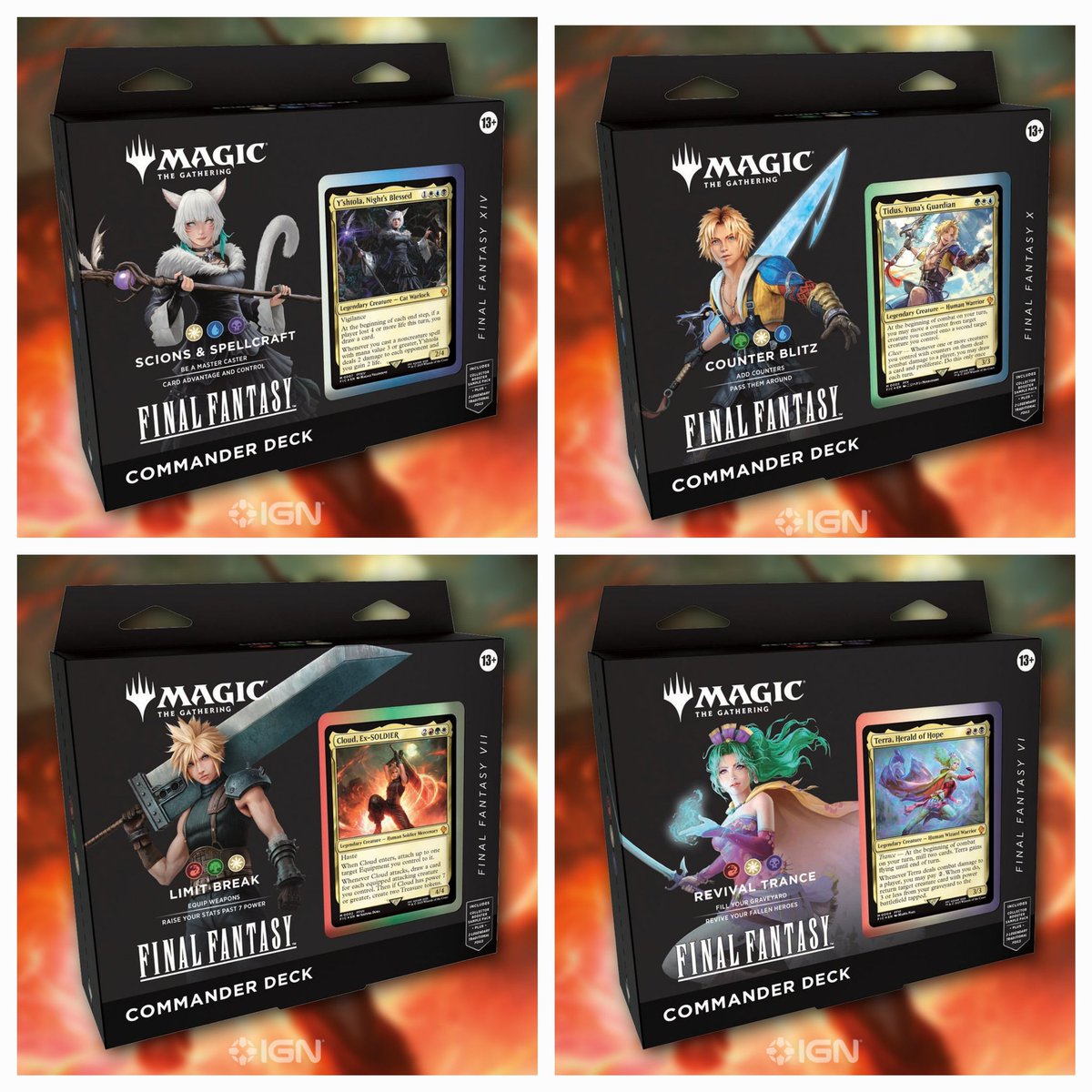 MTG×FFコラボ 統率者デッキは4種類 通常版とコレクターズ版があります