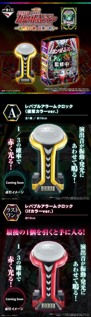 ガンダムユニコーンレバブルアラームクロック (ifカラーver.) 商品等賞