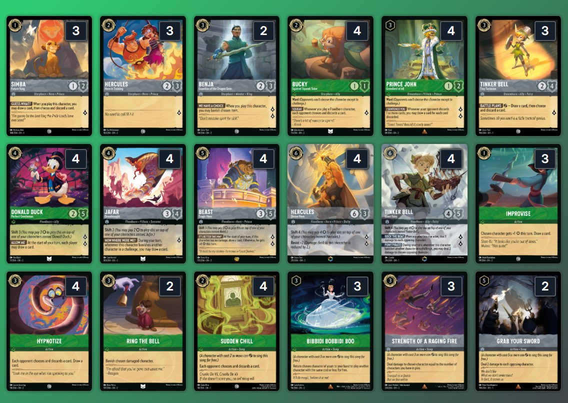 2弾:LORCANAデッキレシピ】 エメラルド＆スティール 100人規模の大会で