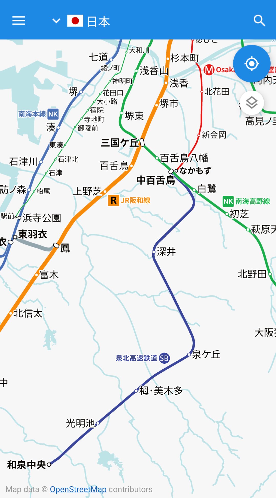 泉北高速鉄道の路線図 泉北ライナー 泉北高速鉄道の路線図 泉北