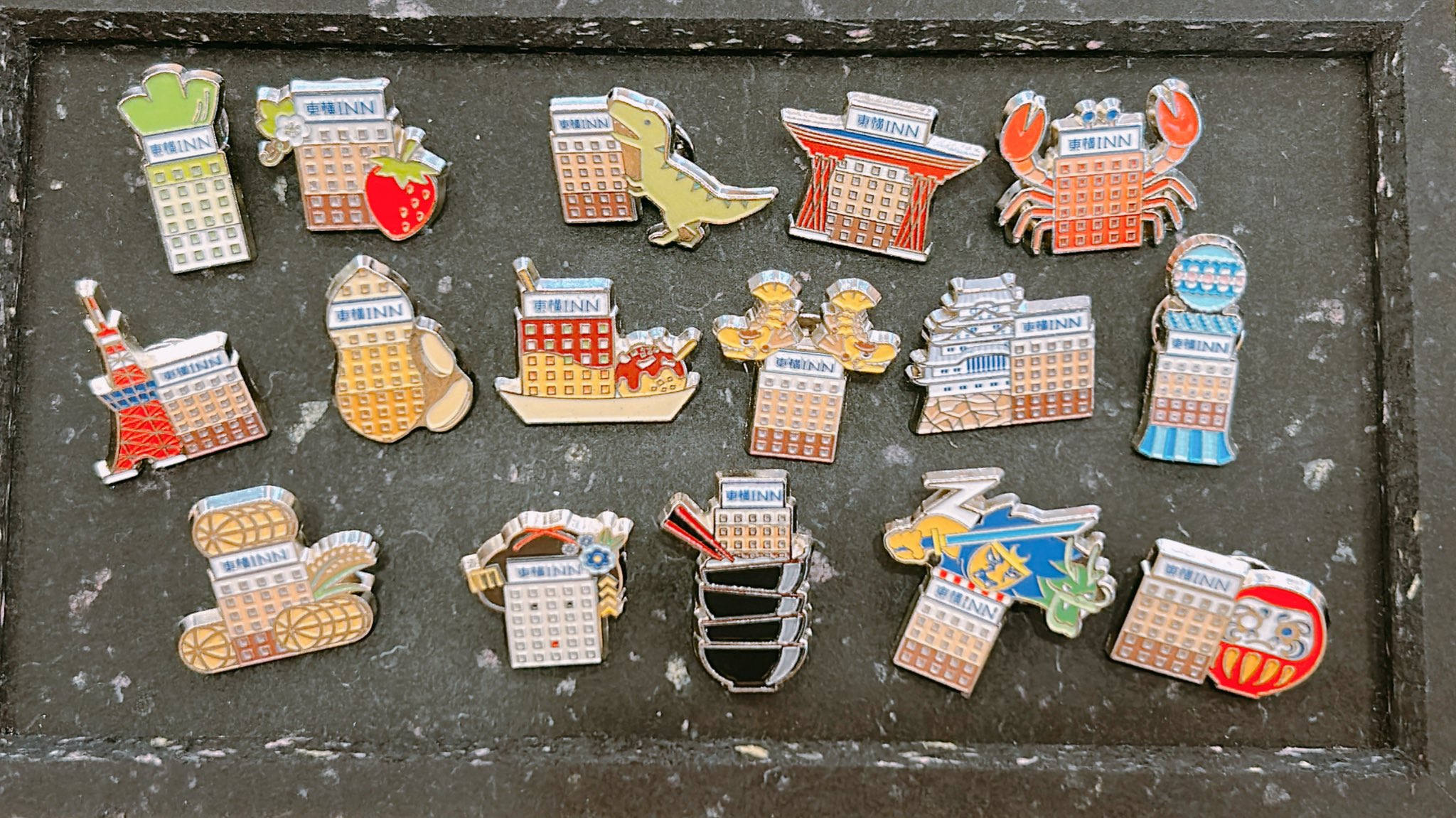 東横インご当地GENKIピンバッジ 8個千葉東京静岡三重愛知宮城沖縄群馬