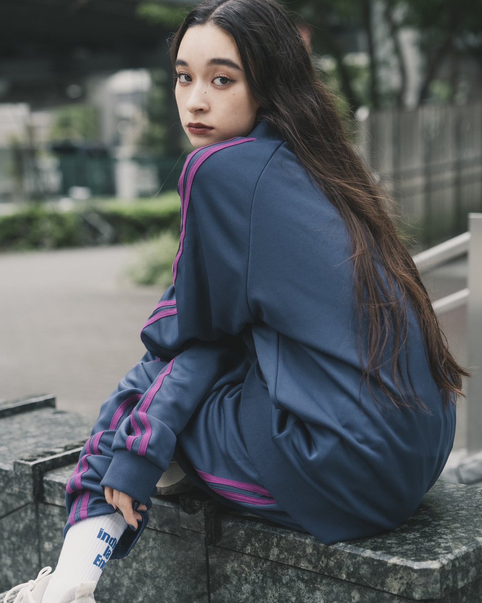 indigo la End サイドラインジャージ ジャケット L ネイビー indigo la