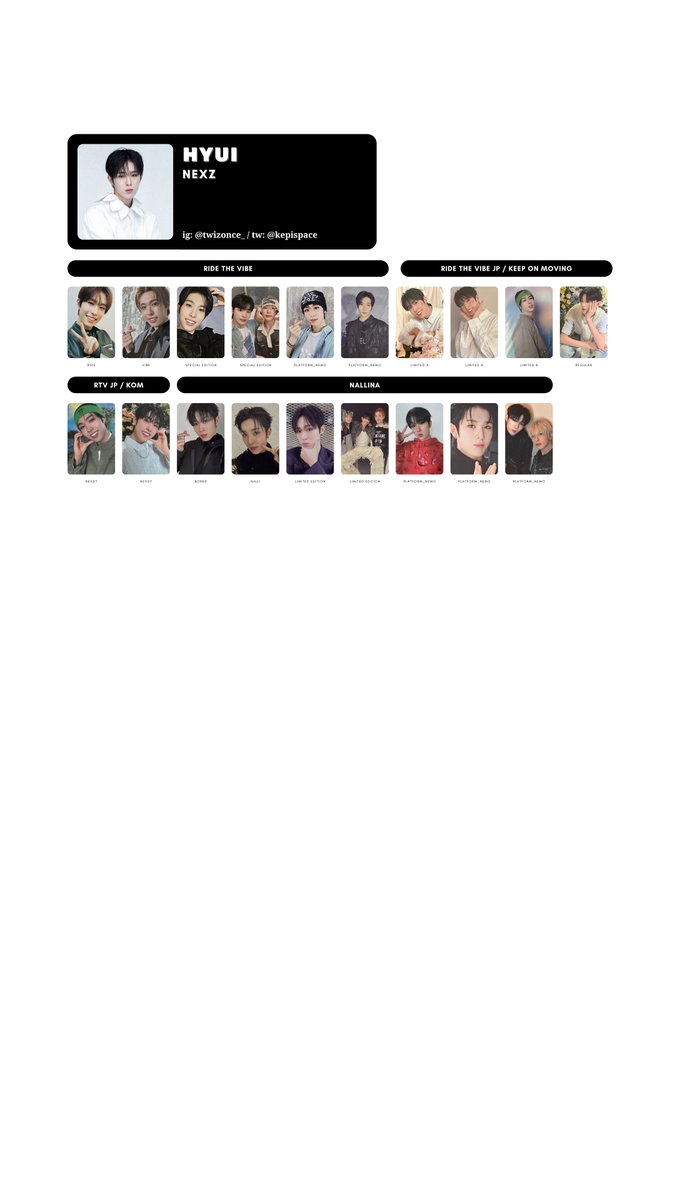 NEXZ ➝ ALL ERAS photocard template / wishlist seita hyui yuki