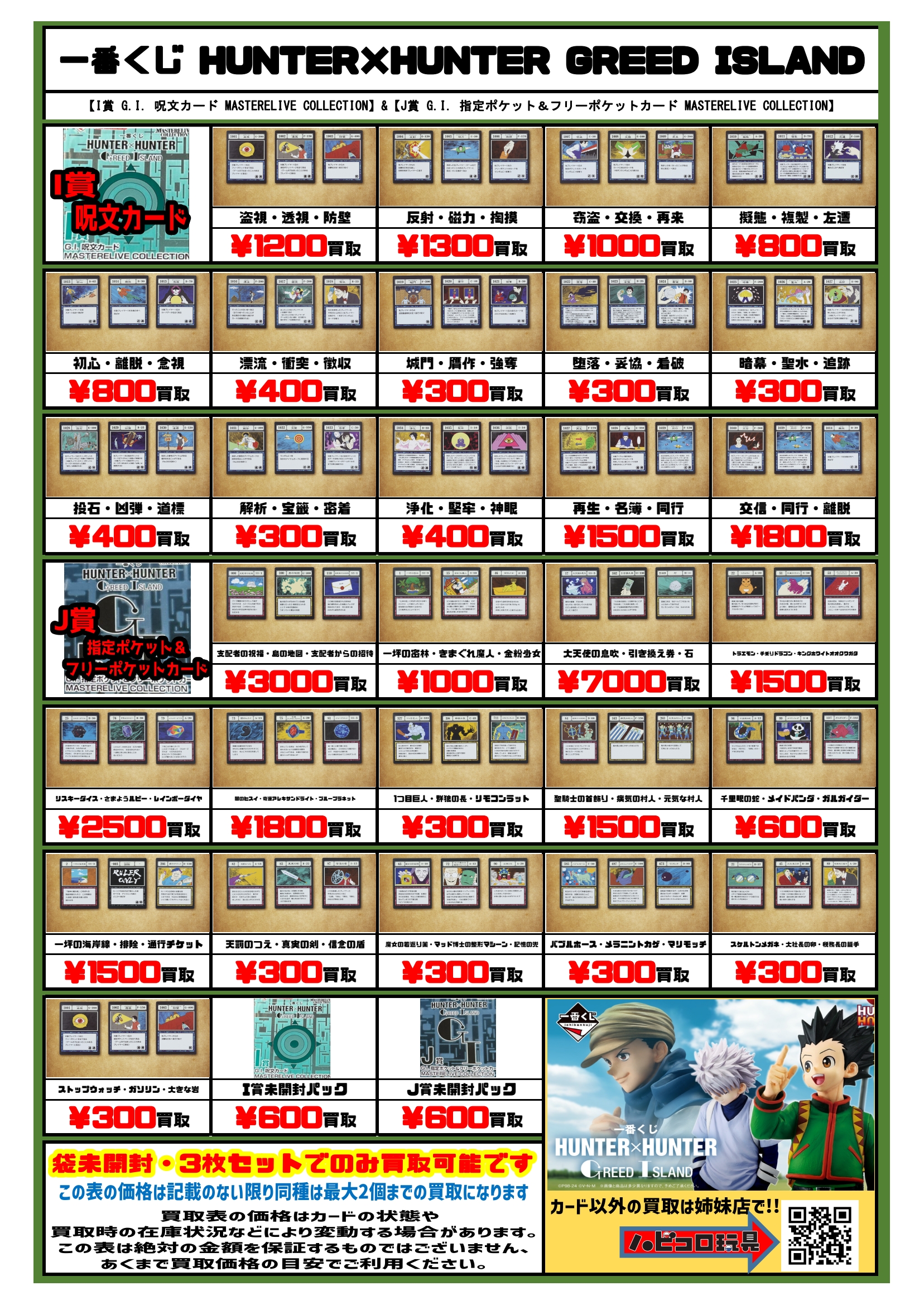 ハンターハンター 一番くじ J賞 指定ポケット I賞 呪文カード ハンター