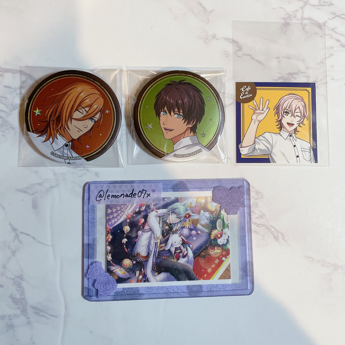 うたプリ スイパラ 交換 【譲】 ①缶バッジ：レン セシル ②パスタ