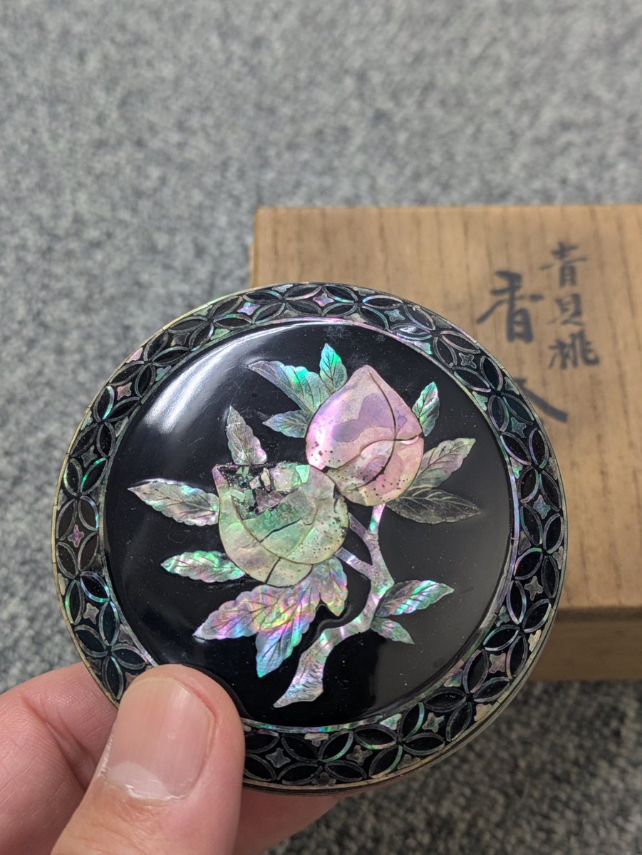 茶道具 青貝桃 香合 #古美術#骨董品#掛軸#書道具#茶道具#煎茶道具#出張