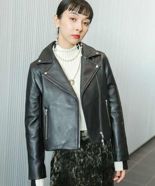 HARE】シングルライダースジャケット レザージャケット 羊革 黒 Lサイズ