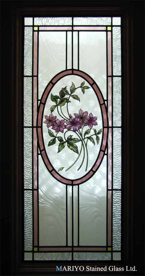 ステンドガラス 女性シルエット 花デザイン ガラスアート 窓 ステンド