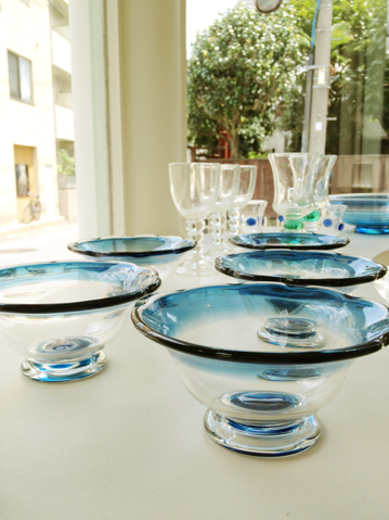 舩木倭帆さんの吹きガラス 大鉢 ボウル ガラス器 コンポート 舩木倭帆