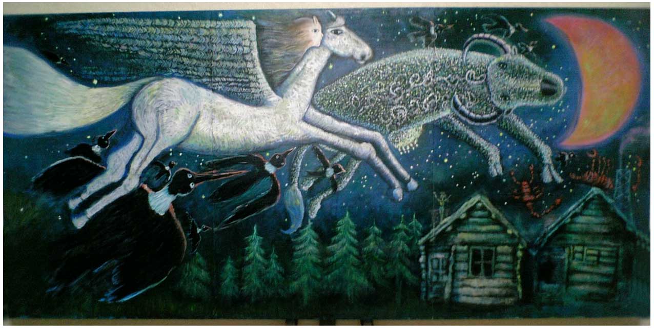 美品 ウルスラの絵 虹の上をとぶ船 ポスター 魔女の宅急便 値引き不可