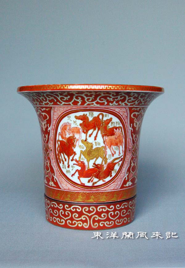 江戸期 湖東焼 染付 龍鳳凰唐草図 大鉢 鉢 彦根藩 江戸