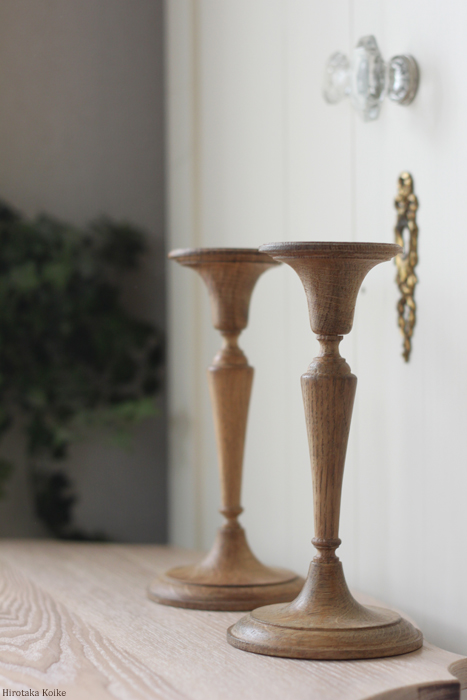 ファッション 木製の燭台のようなオブジェ 古物骨董市 アンティーク