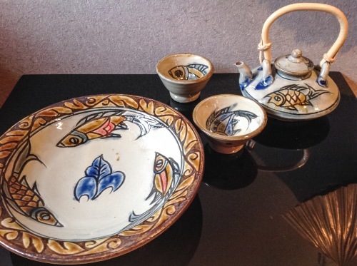 やちむん宮城須美子さん作品花瓶 珍しい絵付け 壺屋焼【宮城須美子