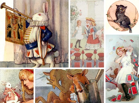 スコットランド製マーガレットタラント少女猫妖精水彩複製画額付き