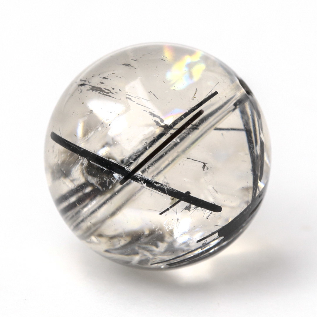 061545 天然ブラックルチルクォーツ六角柱虹入り