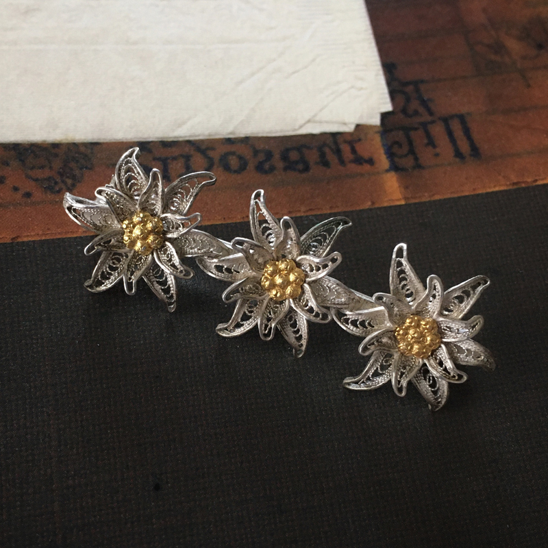 シルバーフィリグリー エーデルワイスのヴィンテージブローチ