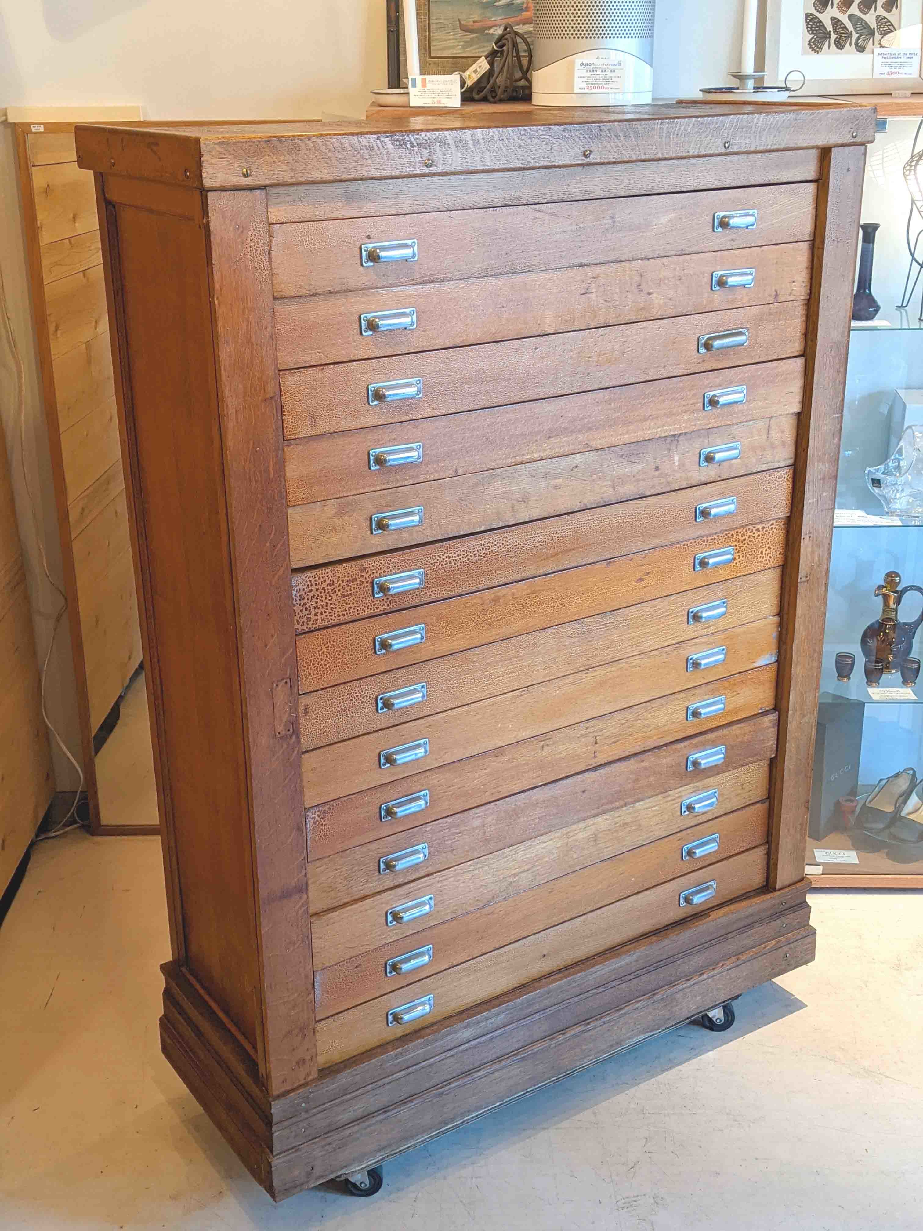 木製A4ファイルキャビネット USヴィンテージ 古いファイルキャビネット