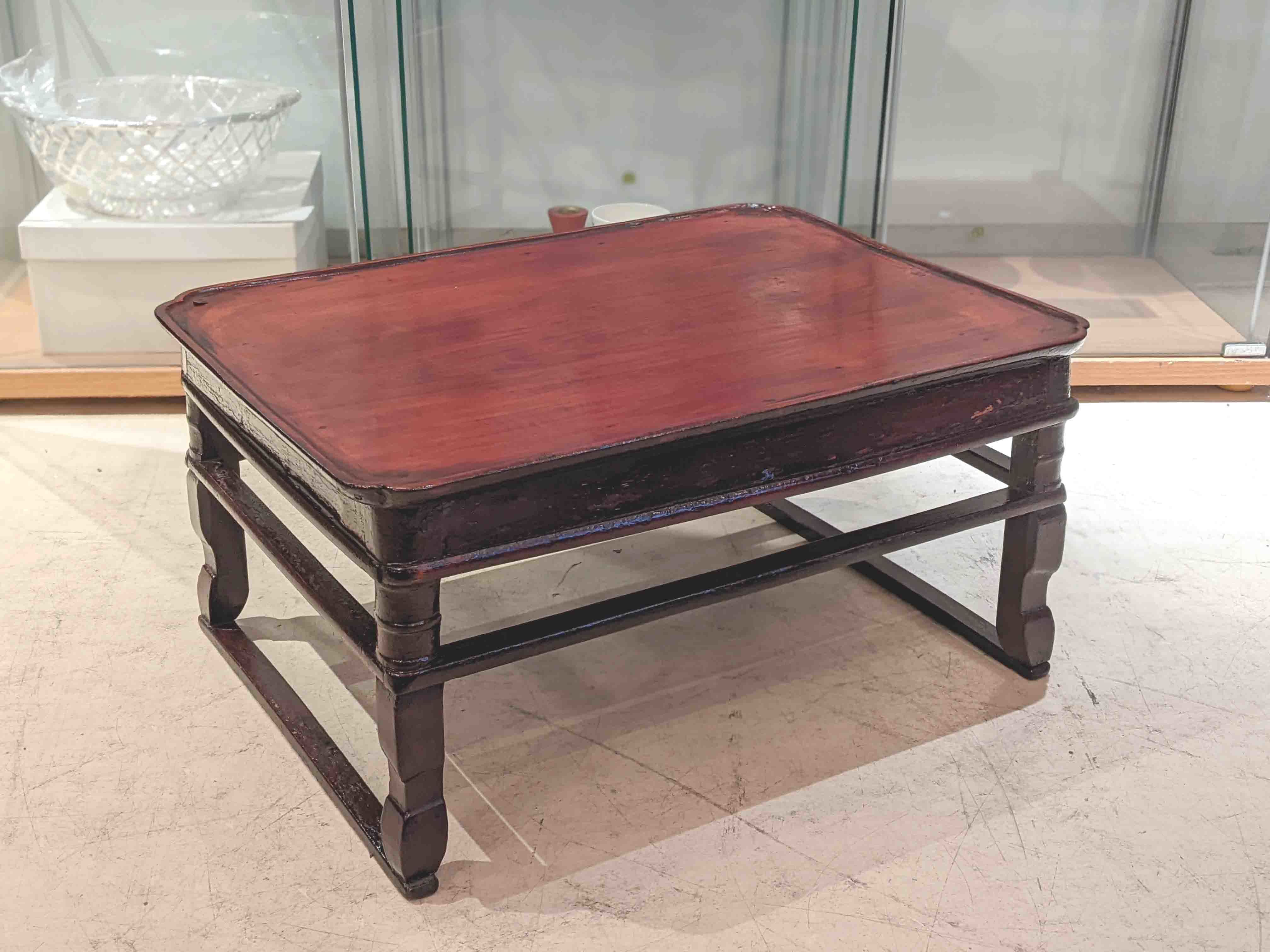 骨董 李朝 ソバン 小盤 李朝 お膳 花形 虎脚 机 花台 木製 飾り台