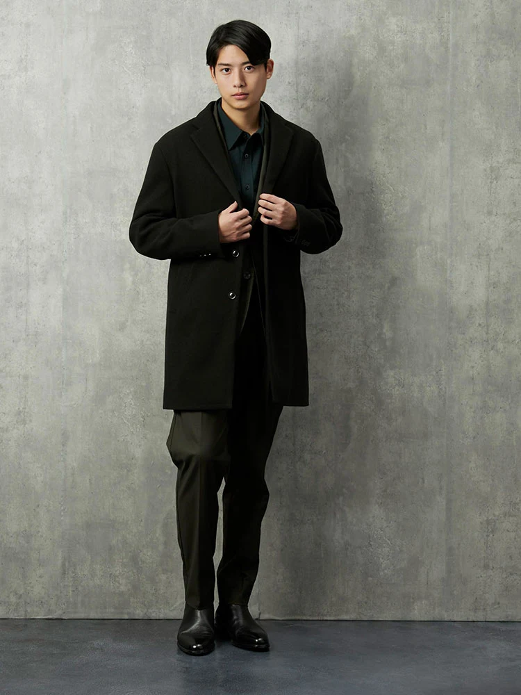 ネイビー TOKYO RUN プチプラ チェスターコート ブラック/ネイビー