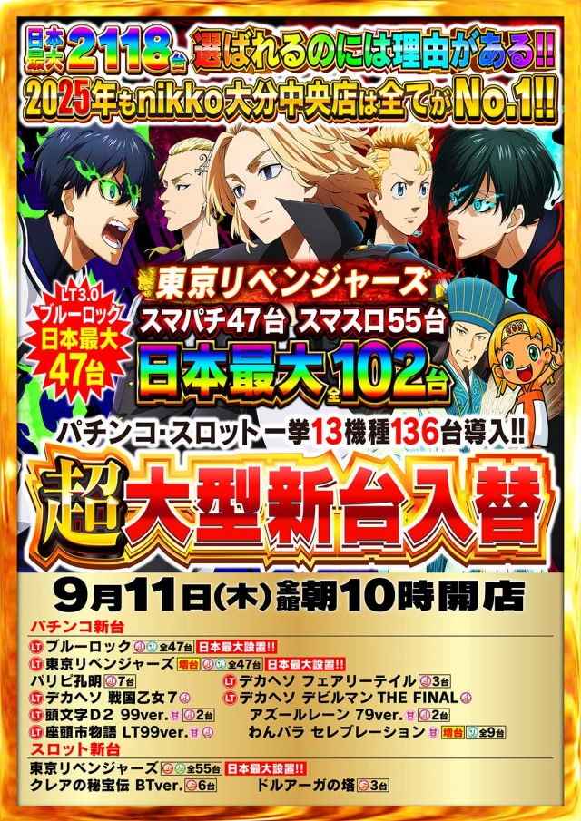 続いてスマスロ 東京リベンジャーズ大量導入店舗ざっくりまとめ／10