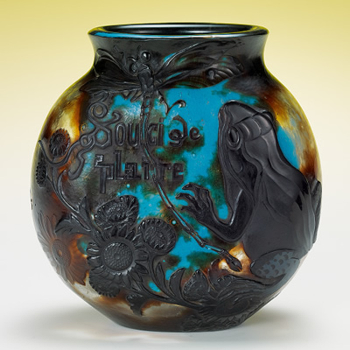 ルーマニア チップガレ工房 TIP Galle 風景文花瓶 エミール ガレ 箱入