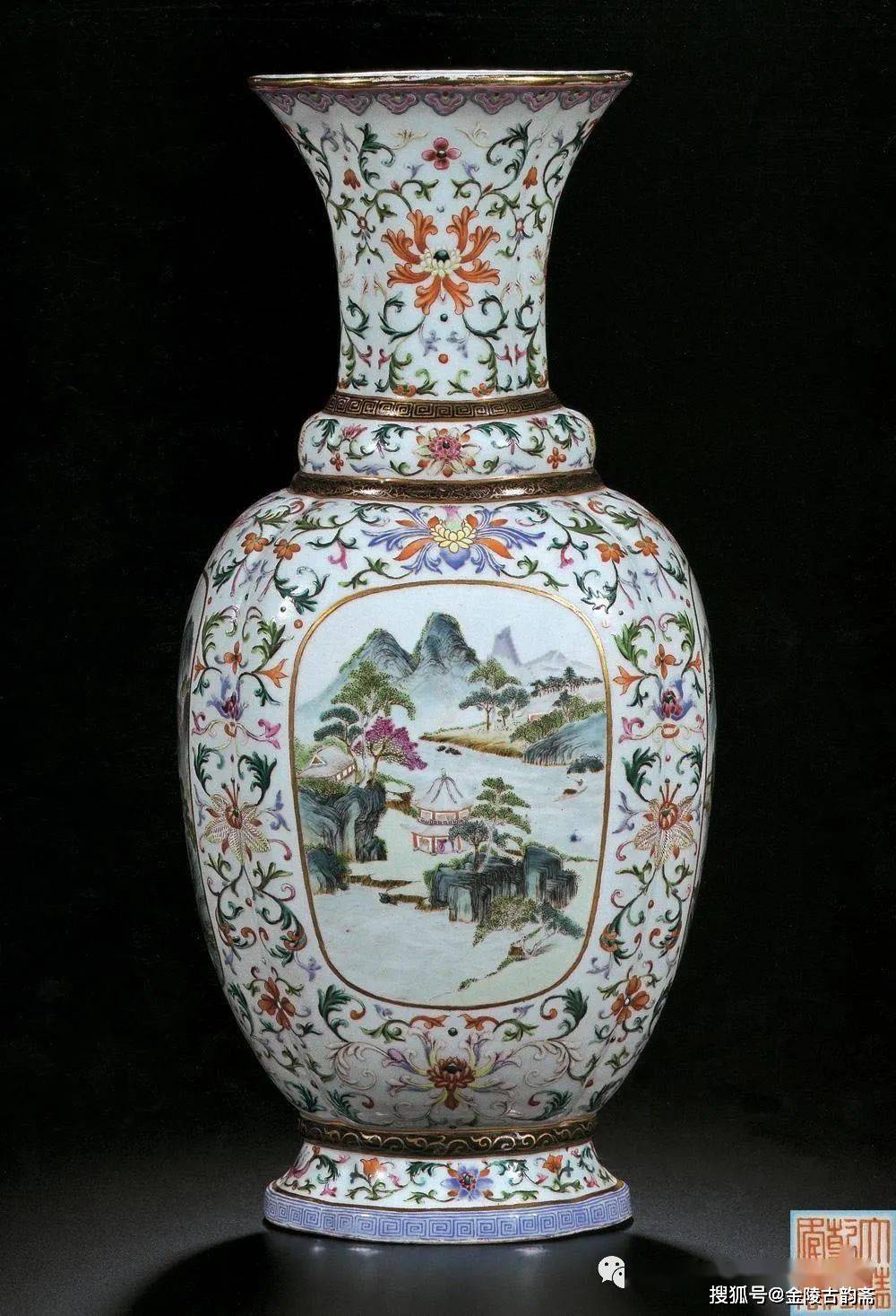 陶酔】 大清乾隆年製 粉彩唐子遊輪花鉢